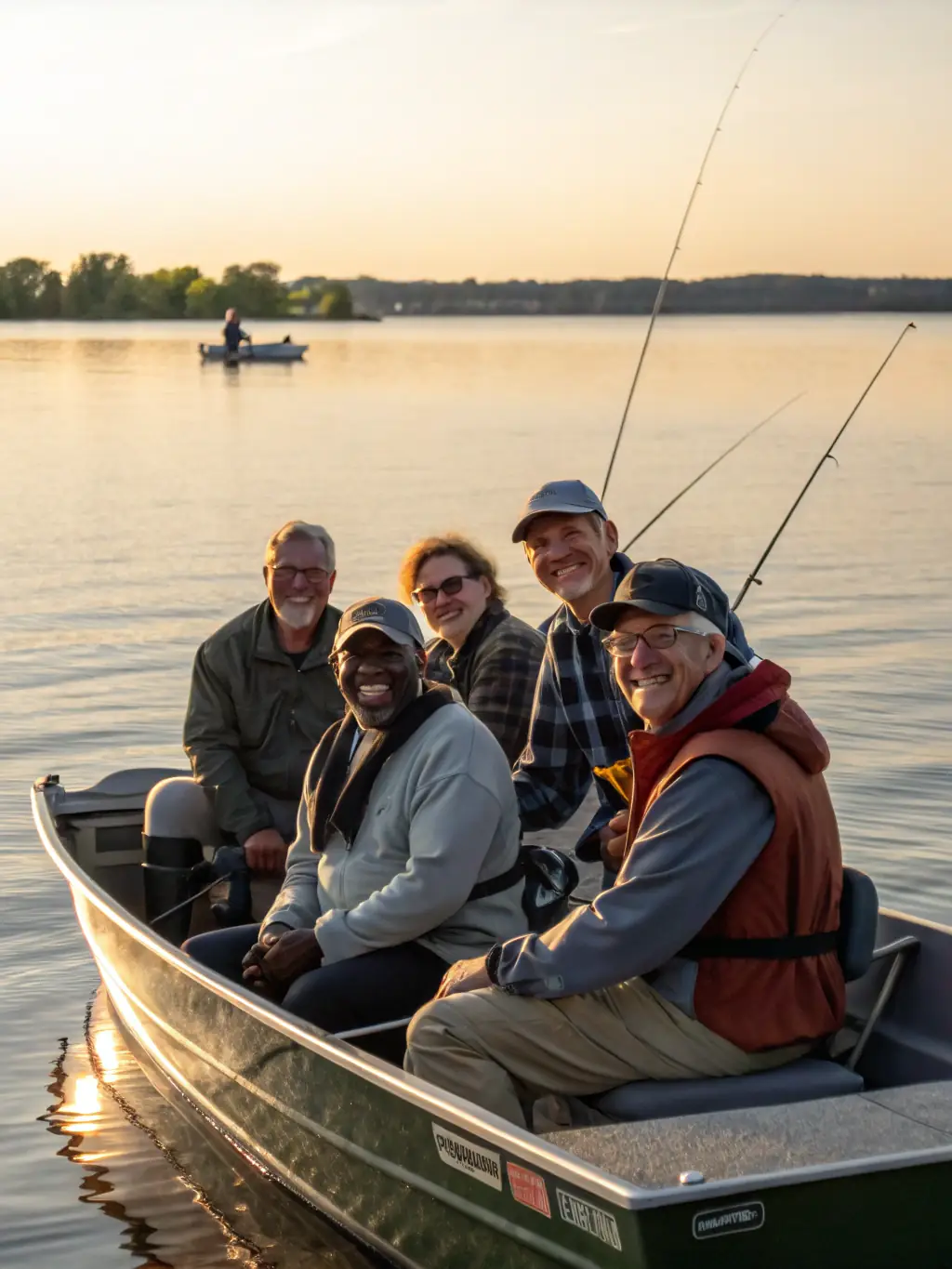 A group of anglers participating in a friendly fishing competition organized by AAPPCE, showcasing the community spirit and recreational aspect of the club.